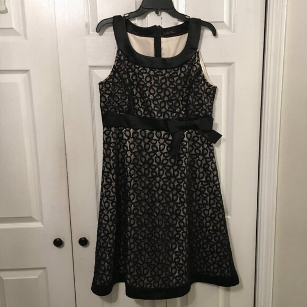 TAHARI Arthur S Levine Illusion Lace Black A Line Dress